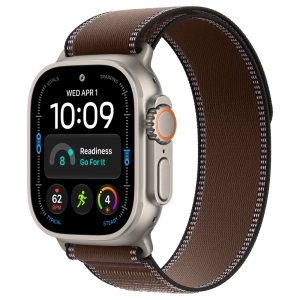 Apple Watch Ultra 4 49mm, Natural Titanium, Trail Loop Dark Umber, M/L